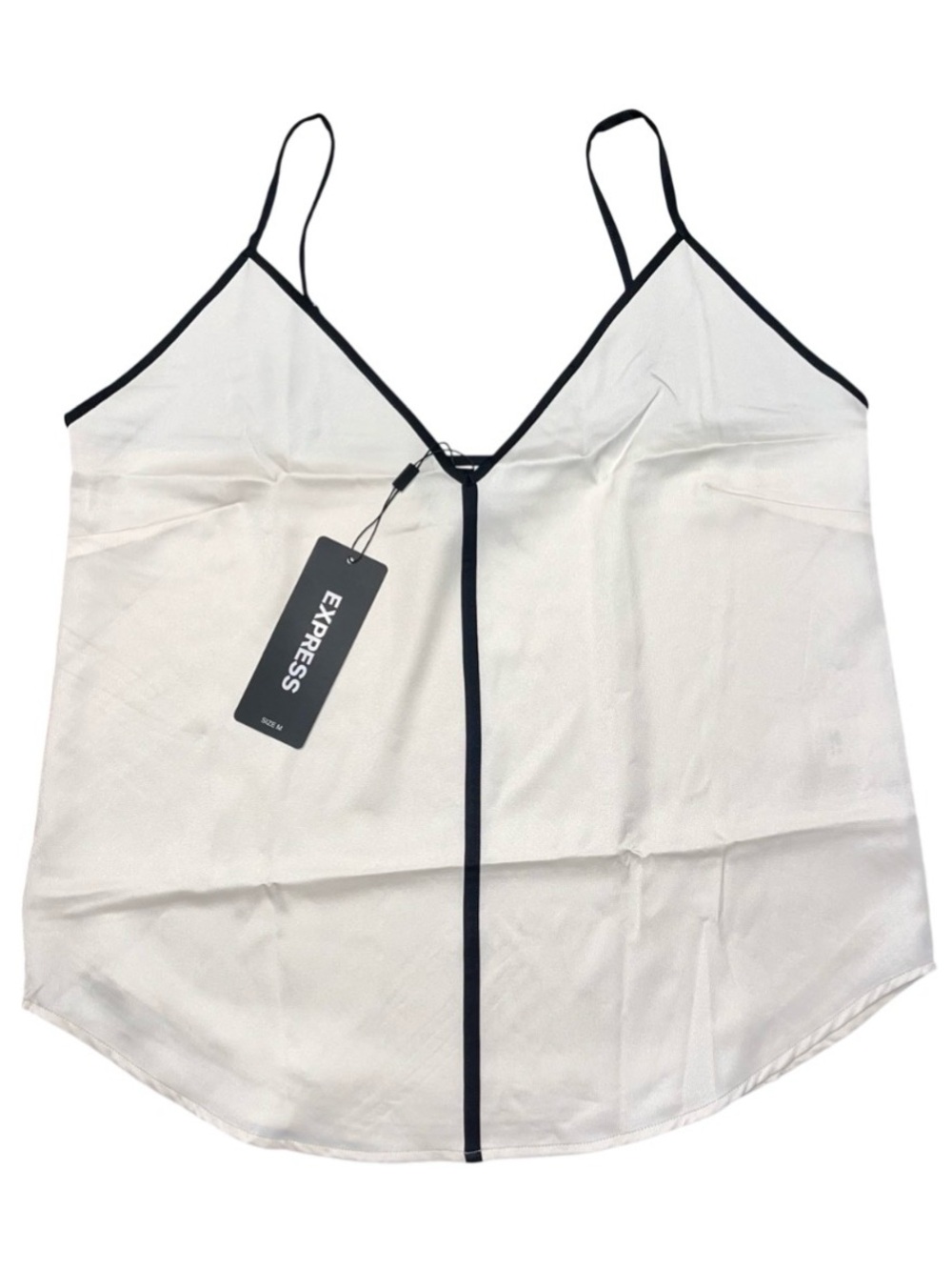 Express Beige Satin Classic Cami  Adjustable Straps NWT Medium Tank Satin V Neck
